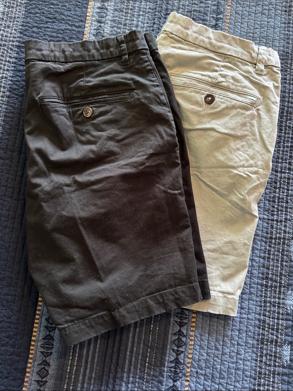 Men's Tailored Athlete Flat Front Chino Shorts in Black and Light Grayish Tan - Picture 2 of 11